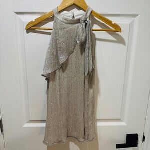 White House Black Market - Sleeveless Top, Ribbed, Silvery, Flowy Material